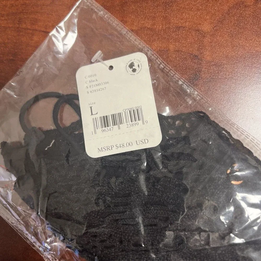 Free People Mariana Crochet Lace Bralette Black FP New With Tags Size Large - Picture 4 of 5